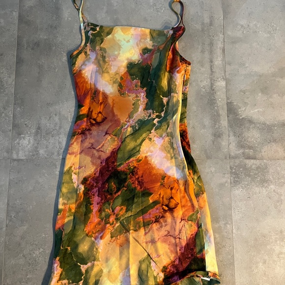 NWT Nasty Gal Petite Marble Print Cowl Neck Mini Dress - Picture 5 of 6